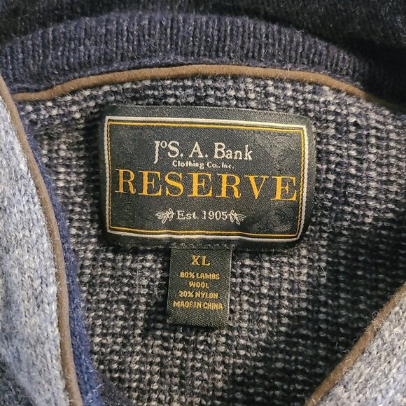 Jos A Bank Reserve Lambswool Blend Sweater Mens XL Shawl Collar Gray - Picture 3 of 8